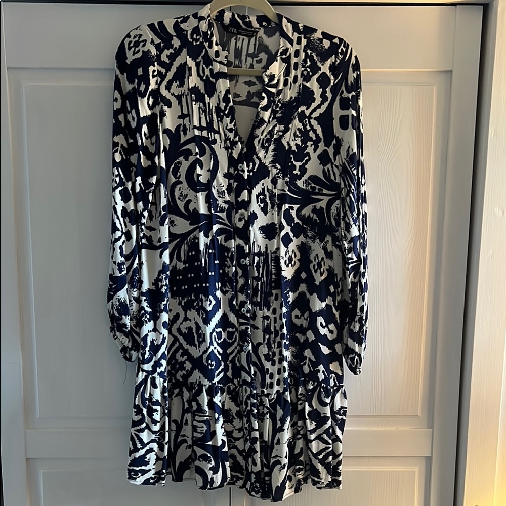 Zara long sleeve button down short dress